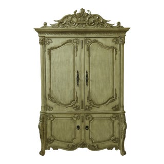 Large Italian Style Paint Decorated Armoire For Sale