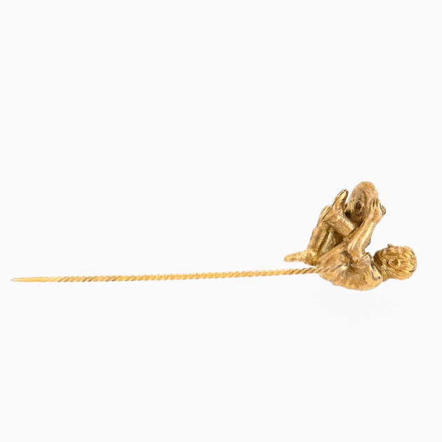 Antique 9k Gold & Diamond Figural Gold Panning Miner Stick Pin For Sale - Image 14 of 15