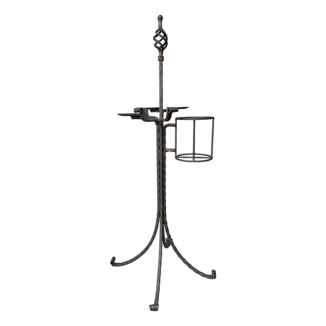 Mid-Century Brutalist Hand-Forged Wrought Iron Bar or Smoking Stand, Austria, 1960s For Sale
