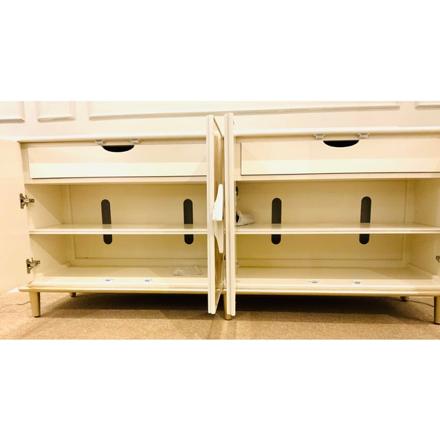 Contemporary Hooker Furniture Organic Modern Pearl White Capiz Shell Entertainment Console Table For Sale - Image 3 of 10