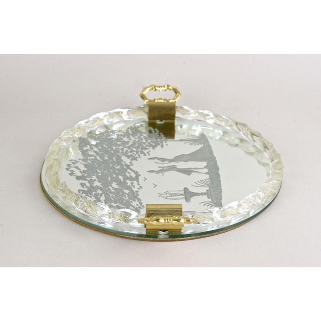 Gold Venetian Murano Glass Tray with Engravings with 24k Gold Flakes, 1960s For Sale - Image 8 of 17