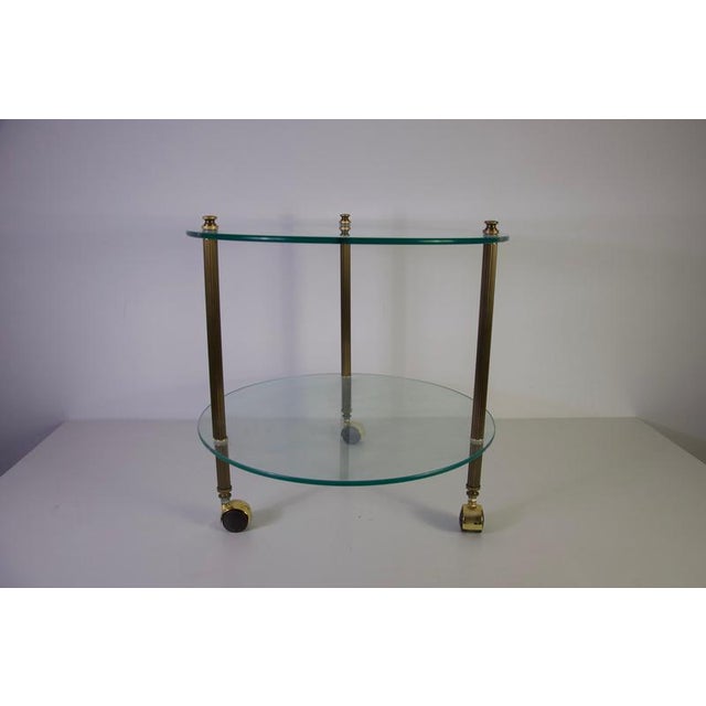 French Brass and Glass Bar Cart, 1950s For Sale - Image 4 of 12