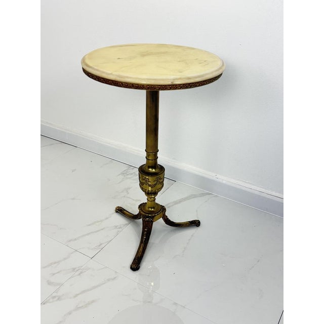 Italian Brass Coffee Table with Marble Top, 1950s For Sale - Image 9 of 10