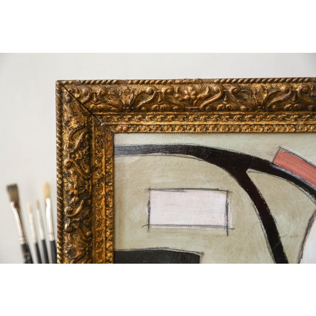 Original Framed Abstract Painting in Antique Gold Frame For Sale - Image 9 of 14