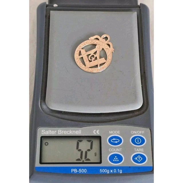 Davis 9ct Rose Gold Masonic Fob Pendant by William Oakley, 1908 For Sale - Image 14 of 18