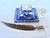 Antique English Blue & White Transferware Pyramidal Inkwell With French Glass Insert & Quill For Sale - Image 11 of 14