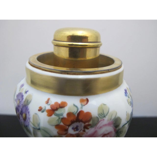 Ceramic Sevres French Hand Painted Floral Porcelain Gilt Cobalt Blue Perfume Burner For Sale - Image 7 of 10