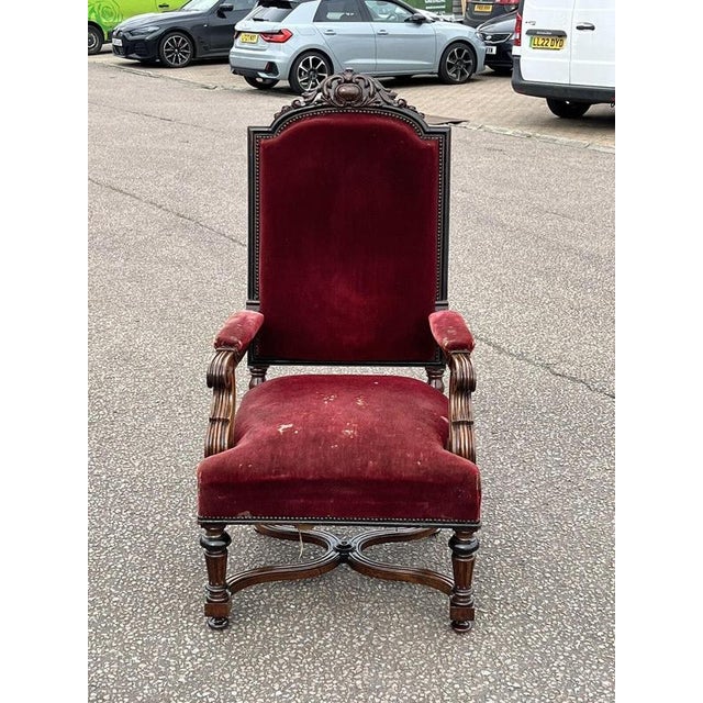 Victorian Walnut Country House Armchair For Sale - Image 5 of 11