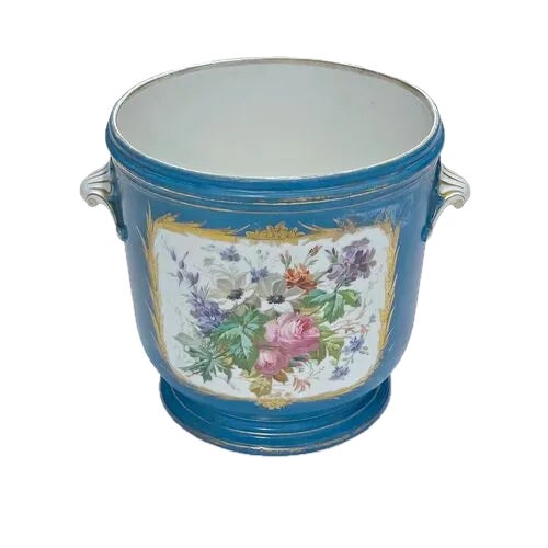 French Antique Porcelain Sevres Cachepot For Sale - Image 3 of 9