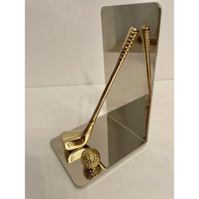 Late 20th Century Brass & Chrome Golf Club Bookends - a Pair For Sale - Image 11 of 13