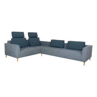 162 Fabric Corner Sofa in Grey and Blue from Freistil Rolf Benz For Sale