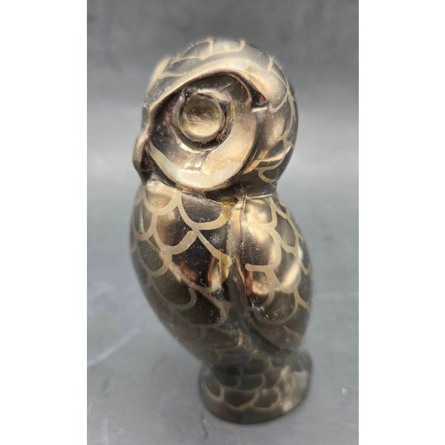 Mid-Century Modern Mid 20th Century Brass Owl Paper Weight For Sale - Image 3 of 8