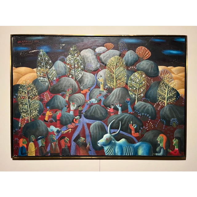 1970 Original Oil on Canvas Painting by Hungarian Artist Tamás Galambos For Sale