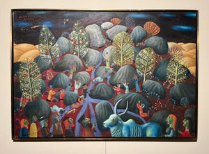 1970 Original Oil on Canvas Painting by Hungarian Artist Tamás Galambos