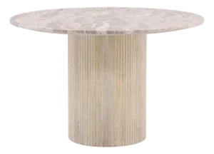 Round Beige Marble Fluted Dining Table