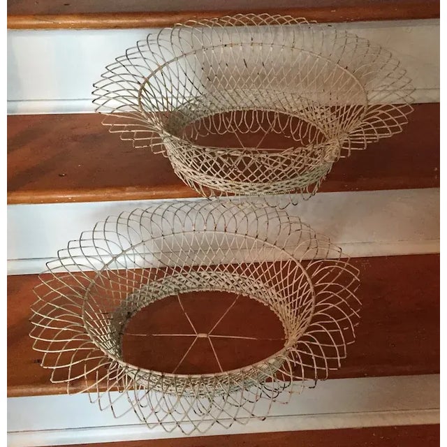 Metal Antique 19th Century Victorian French Oval Wire Garden Baskets or Planters - A Pair For Sale - Image 7 of 13