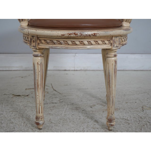 Animal Skin French Louis XV Cane Back Painted Vanity Stool For Sale - Image 7 of 18