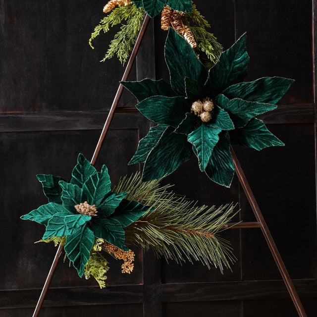 Bring the beauty of the season into your home with this exquisite set of Forest Green Poinsettia Stems. Designed with lush...