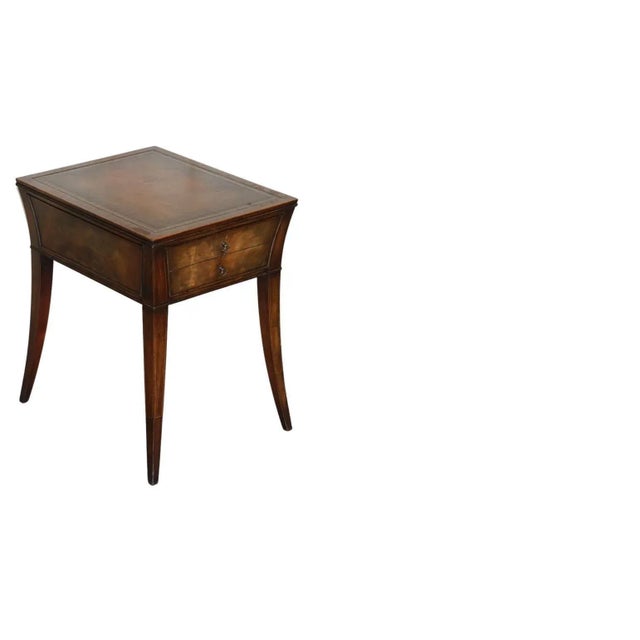 Victorian Mahogany Curved Single Drawer Side End Lamp Table with Brown Leather Top For Sale - Image 18 of 18