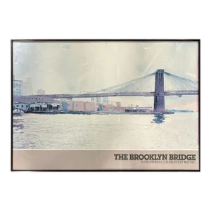 1983 "The Brooklyn Bridge" Watercolor Lithograph Poster by David Lingwood, Framed