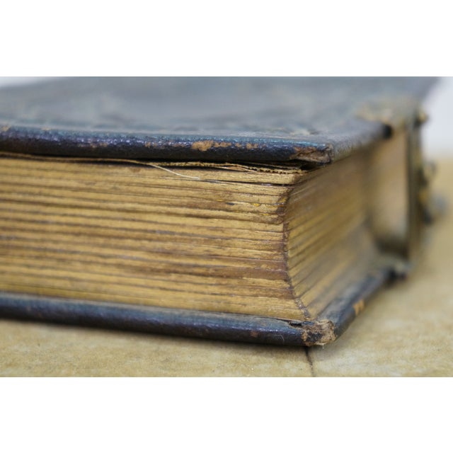Antique Hidden Secret Embossed Leather Book Storage Compartment Box Album 5" For Sale - Image 14 of 14