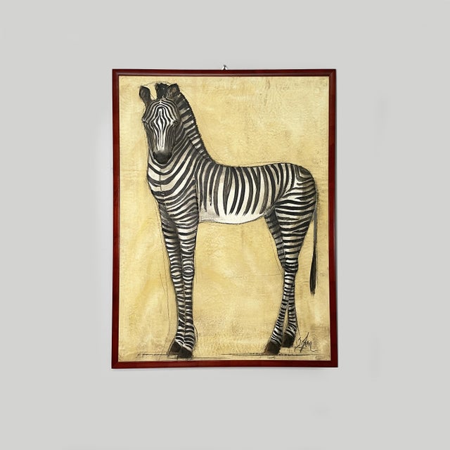 Etiennette Johan, Zebra, 1930s, Mixed Media on Canvas For Sale - Image 9 of 9