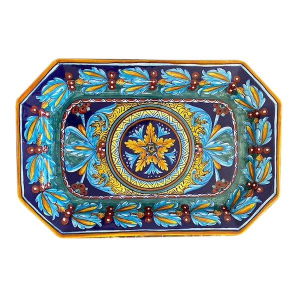 Collectible Majolica Octagonal Tray, Large For Sale