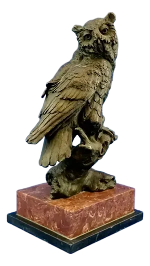 Large 20th Century Bronze Owl Sculpture by Milo Miguel Fernando Lopez, Portugal