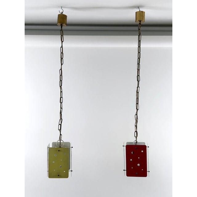 Mid-Century Modern Rectangular Polychrome Pendant Lamps, Germany, 1960s, Set of 2 For Sale - Image 11 of 18