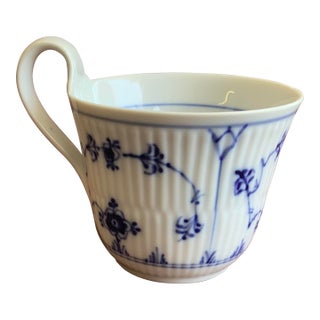 1970s Royal Copenhagen Blue Fluted Plain High Handle Cup 73 For Sale