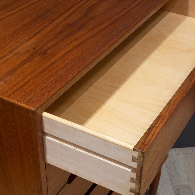 Mid-Century e.w. Bach Tall Teak Dressers With Sculpted Handles c.1950 For Sale - Image 13 of 18