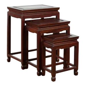 Vintage Chinese Rosewood Nesting Tables with Dark Patina - Set of 3