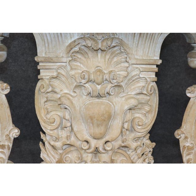 Fine Carved White Painted Decorated Italian Console With Figural Masks For Sale - Image 11 of 12