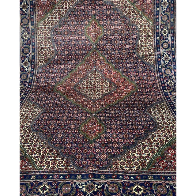 Hand-Knotted Herati Mahi Medallion Wool Rug, Navy Field, 9'11" X 6'8" For Sale - Image 11 of 13