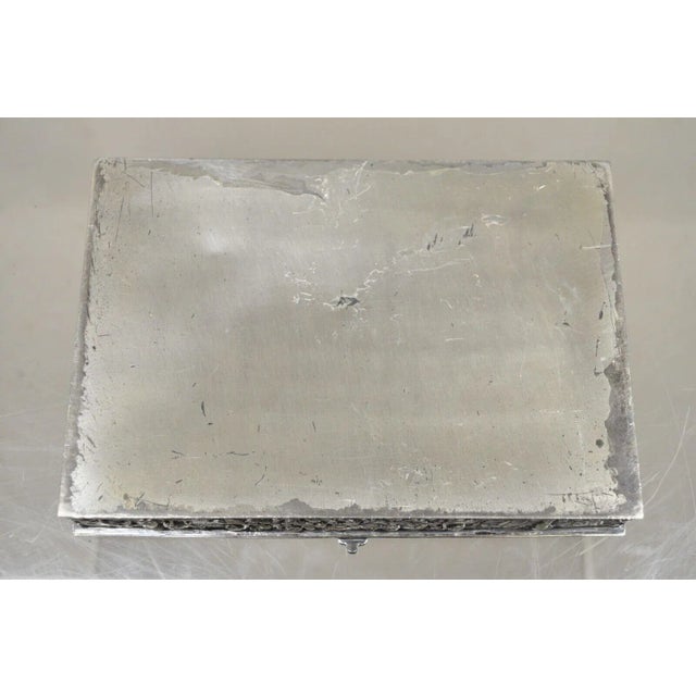 Silver Early 1900s Vintage Dutch Country French Baroque Style Silver Plated Figural Jewelry Box For Sale - Image 8 of 12