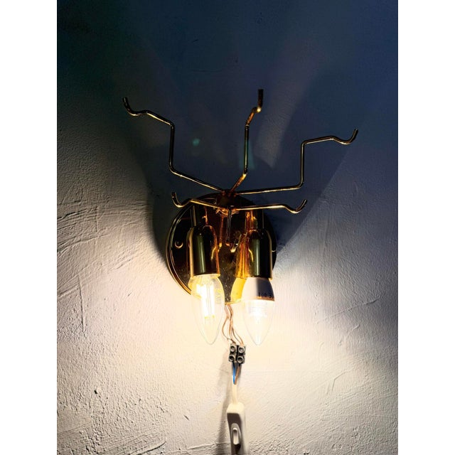 1990s Hollywood Regency Wall Lamp with Murano Glass Leaves, 1970s For Sale - Image 5 of 11