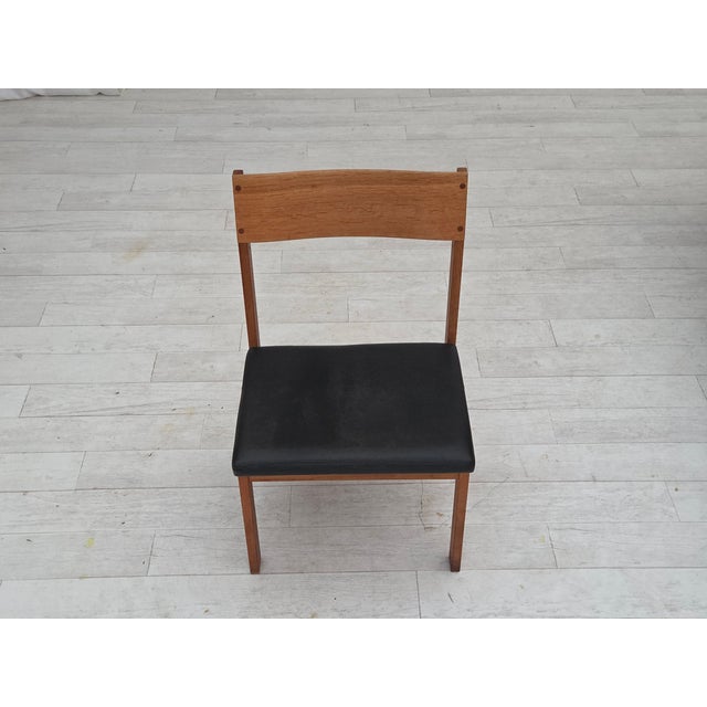 Mid-Century Modern Vintage Danish Church Chairs in Leather and Oak, 1960s, Set of 3 For Sale - Image 3 of 18