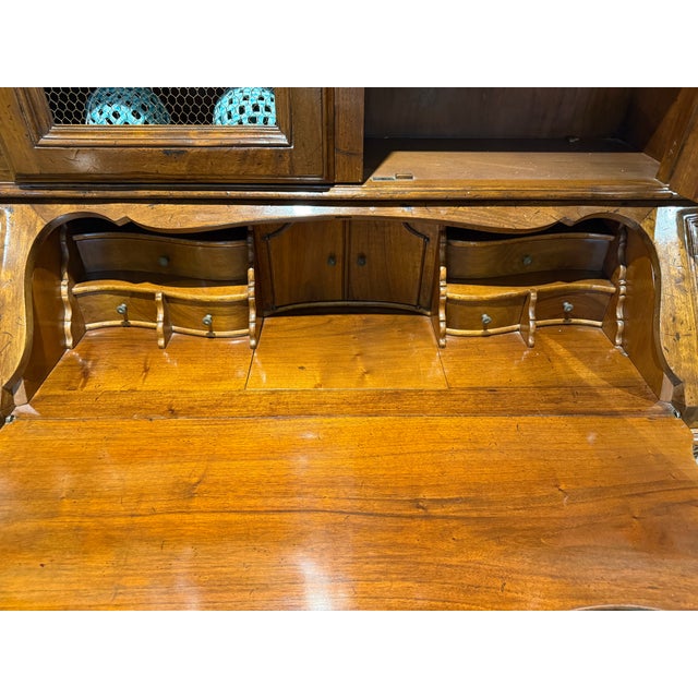 Hand Carved Walnut Italian Secretaire Desk For Sale - Image 17 of 18
