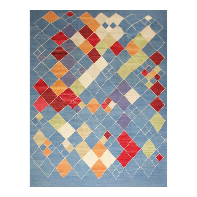 Hand Knotted Modern Kilim. 8'4" X 9'9" For Sale