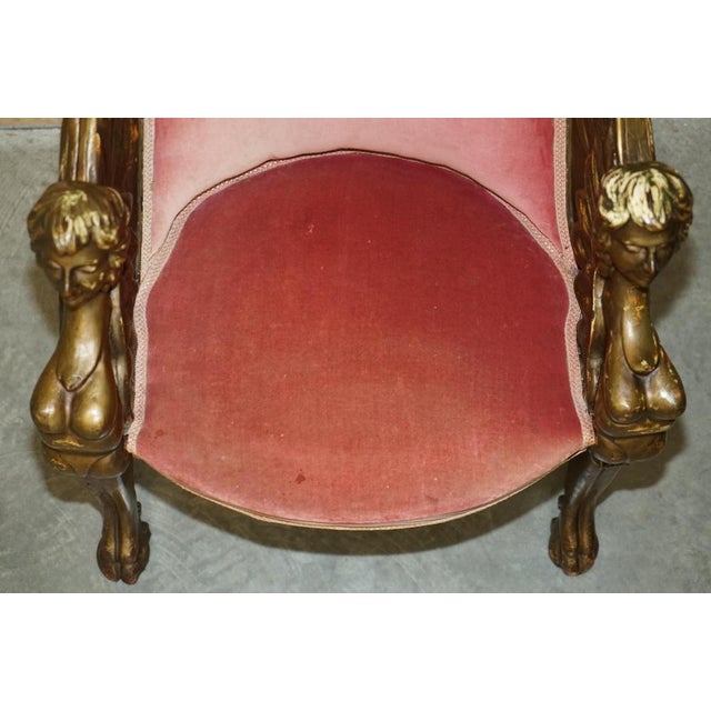 George III Hand Carved Giltwood Armchair after Thomas Hope, 1780 For Sale - Image 15 of 18