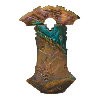 Signed Raku Pottery Abstract Sculptural Art Vase For Sale