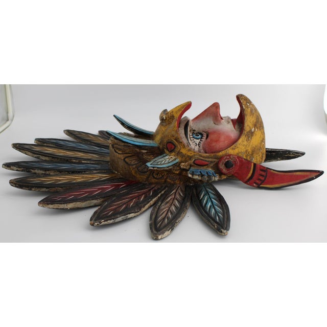 Mid 20th Century Vintage Ixcateopan Cuauhtemoc Folk Art Dance Mask, Hand Carved Mexican, 24x24" For Sale - Image 5 of 11