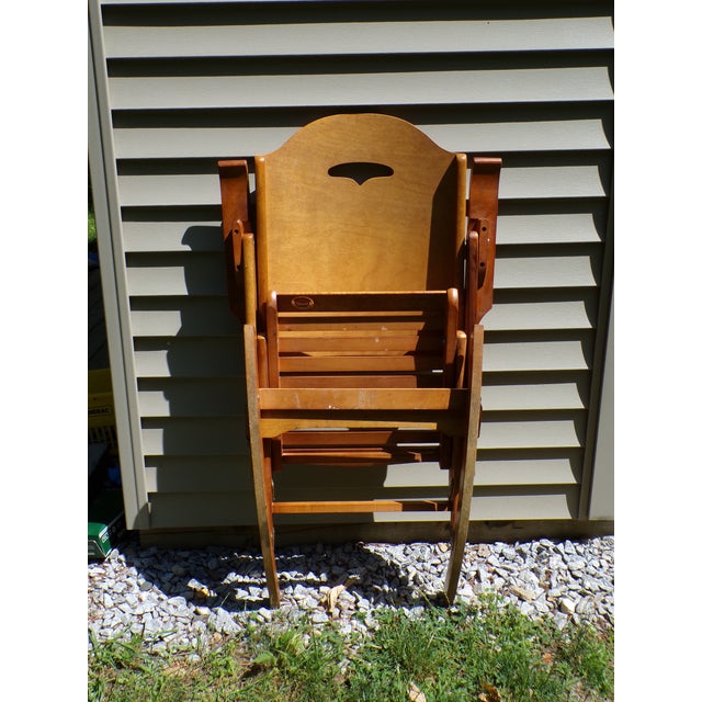 Vintage Mid Century Maple Folding Rocking Chair Rocker Clement MFG Canada For Sale - Image 16 of 18