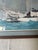Blue 1970s Signed and Framed Seascape Painting of Boat For Sale - Image 8 of 10
