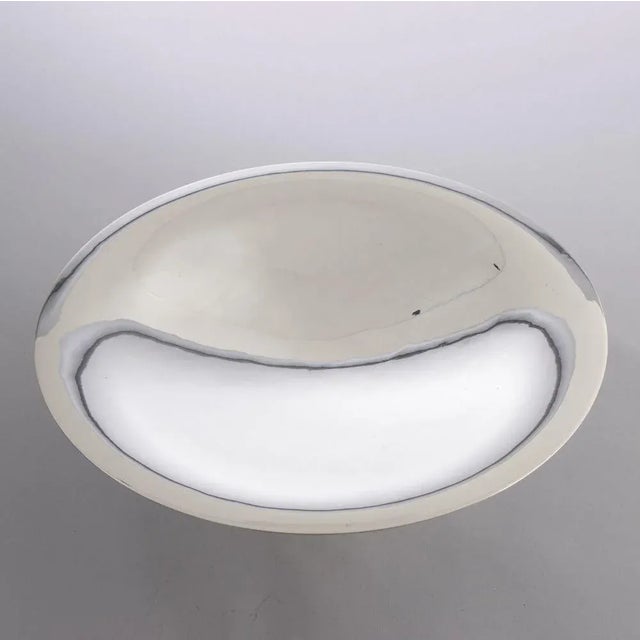 H: 10.5cm W: 35cm D: 35cm An art deco French modernist silver plated tazza/coupe designed by Luc Lanel for Christofle.