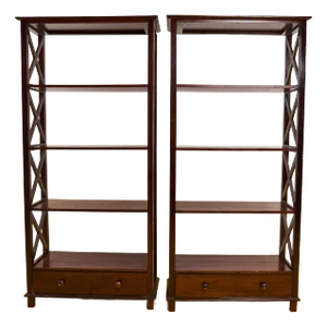 Vintage Bookcases in Wood, 1960s, Set of 2