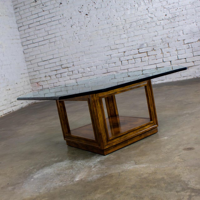 Wood Late 20th Century Chinoiserie Oak Cube Coffee Table W/Glass Top Sketchbook Collection by Drexel Heritage For Sale - Image 7 of 18