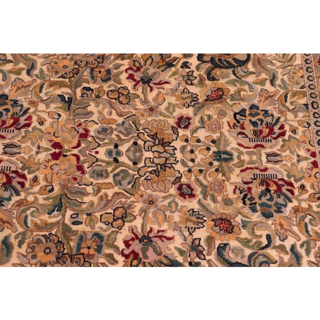 Shabby Chic Floral Pak-Persian Ivory/Black Wool Rug - 9'0'' X 12'5'' For Sale - Image 3 of 9