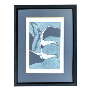 Susan Ann Champion Signed (American, 20th Century), "Sand Hill Flight," Etching, Black Linen and Gold Matte in Modernist Frame