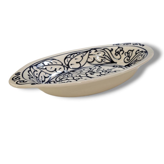 1980s Late 20th Century Signed American Studio Pottery Floral Oval Serving Platter For Sale - Image 5 of 18
